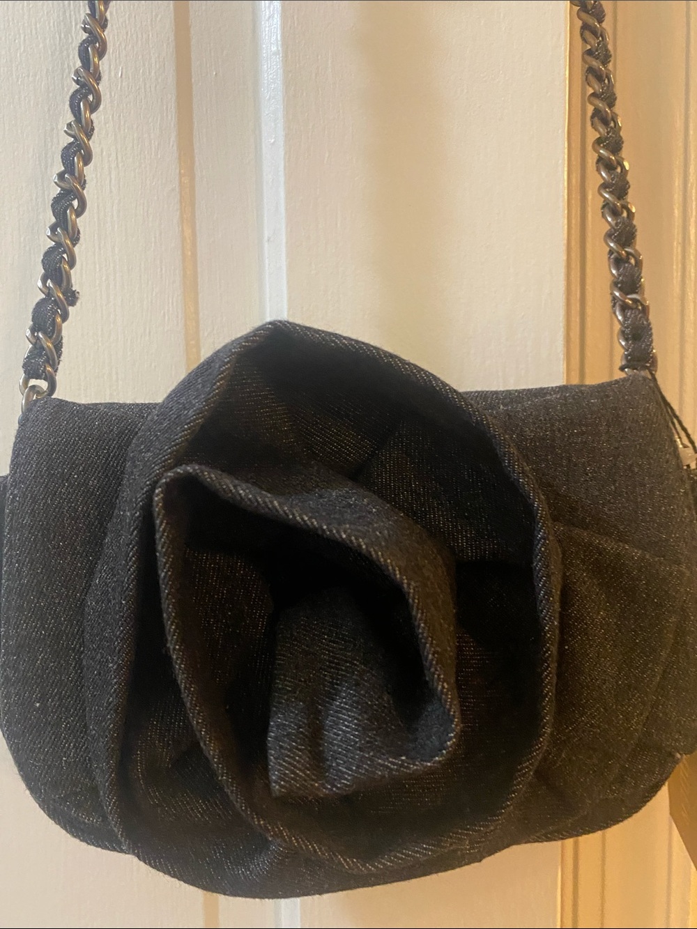 Steve Madden crossbody Black denim Floral Fold over flap Bag - Women